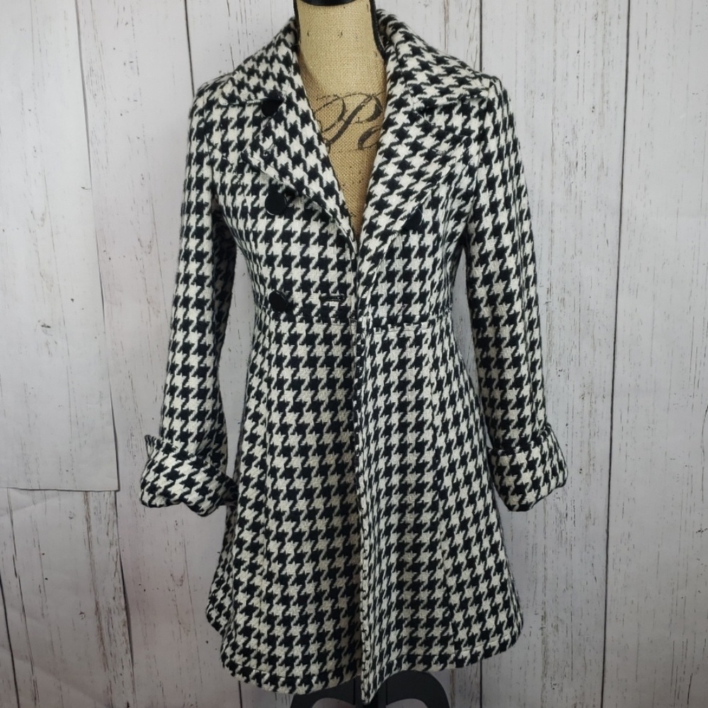Express Houndstooth Wool Blend Jacket Coat XS